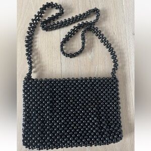 Magid black Bead Clutch Purse Bag Vintage *D26